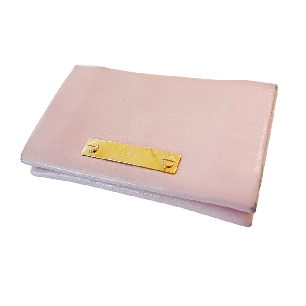 Chloe Pink Leather Fold Over Flap Wallet